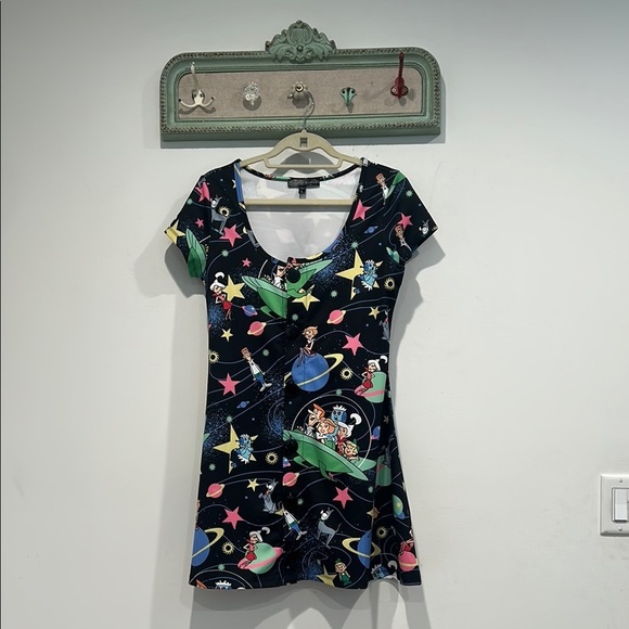 Dolls Kill The Jetsons cosmic teen queen Colorful Cartoon Print mini Dress large - Picture 1 of 9